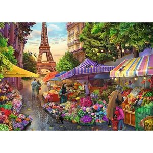 Puzzle Premium Plus Quality 1000 piese - Tea Time - Piata de flori, Paris | Trefl imagine