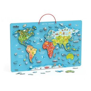 Puzzle Viga magnetic, Harta lumii si tabla de scris imagine