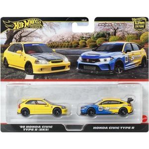 Set 2 masini metalice, Hot Wheels, 99 Honda Civic Type R si Honda Civic Type (EK9), JBL00 imagine