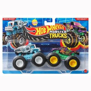 Set 2 masinute Monster Truck, Hot Wheels, Demolition Doubles, Bionic Bruiser Vs Test Subject, JCC68 imagine