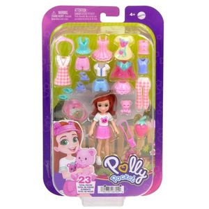 Mini papusa cu animalut si haine de schimb, Polly Pocket, Strawberry Fashion, JCB22 imagine