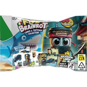 Set 4 cartonase holografice si 4 tatuaje, BrainRot imagine