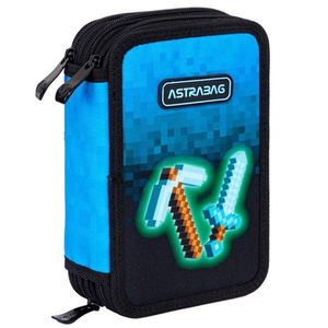 Penar cu 3 compartimente echipat, AstraBag Jumbo, Blue Pixel imagine