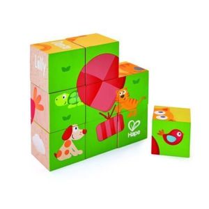 Puzzle din lemn cuburi - Animale 3 x 3 imagine