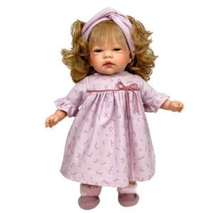 Papusa Nines D Onil, Celia, cu parul blond, cu rochie roz, cu miros de vanilie, 45 cm imagine