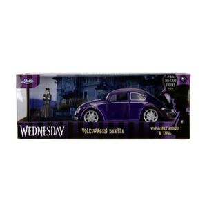 Jada Wednesday Set Masinuta Metalica Volkswagen Beetle 1: 24 Si Figurina Metalica Wednesday 7cm imagine