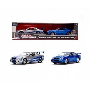 Set Masinute Metalice Fast & Furious Brian's Nissan Skyline Gt-r(bnr34) Scara 1 La 32 imagine