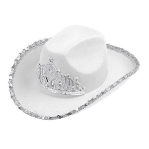 Palarie cowgirl alba imagine