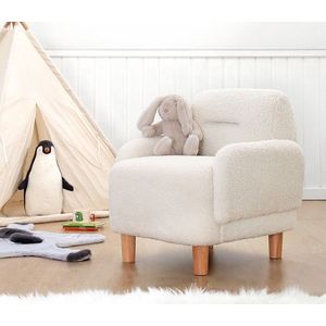 Fotoliu pentru copii, Fluffe, 209FLF1427, Blana artificiala, Alb imagine