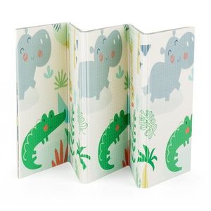 Covoras de joaca PetiteMars, reversibil, include geanta pentru transport, pliabil si impermeabil, non-toxic, 197x147x1 cm, Jungle, 0 luni+, Multicolor imagine