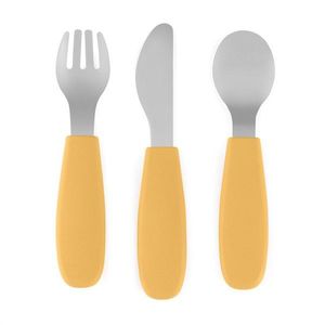 Set complet tacamuri PetiteMars TakeMatch, din silicon si otel inoxidabil, fara BPA, 12 luni+, Ocru imagine
