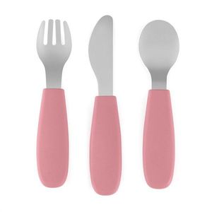 Set complet tacamuri PetiteMars TakeMatch, din silicon si otel inoxidabil, fara BPA, 12 luni+, Roz imagine