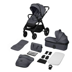 Carucior 2 in 1 Lionelo Layla , sarcina maxima 22 kg, cadru aluminiu, cu landou intarit si salteluta din spuma AirDots, reversibil, ventilatie 3D, accesorii, EN1888-1, gri imagine