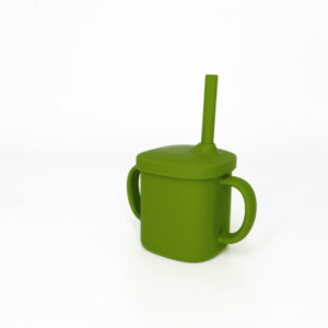 Cana cu pai si capac din silicon Coccorito Green 180 ml imagine