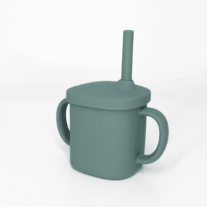 Cana cu pai si capac din silicon Coccorito Mint 180 ml imagine