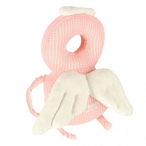 Pernuta de protectie spate si cap pentru copii, Ikonka, in forma de rucsacel cu bretele reglabile, dimensiune 31 x 19 x 8 cm, model Pink Angel imagine