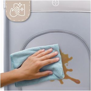 Patut pliabil de calatorie pentru copii Malplay Luno Grey, multifunctional 2 in 1, intrare laterala cu fermoar, saltea si geanta de transport incluse, dimensiune 60 x 120 cm imagine