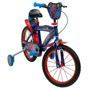 Bicicleta copii Huffy Spiderman 21804W, 16 inch, cu roti ajutatoare si sticluta de apa cu suport, frana de mana pe ambele roti, scaun si ghidon reglabile, scut frontal, anvelope cu profil gros imagine