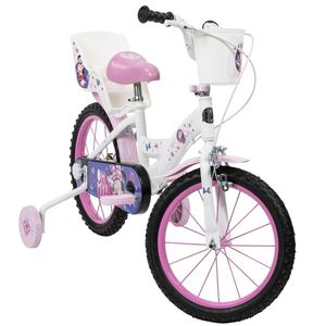 Bicicleta pentru copii Huffy Minnie 16 inch, cu roti ajutatoare si cosulet, frana de mana pe ambele roti, scaun si ghidon reglabile pe inaltime, scaun pentru papusa in spate, varsta 4-6 ani imagine
