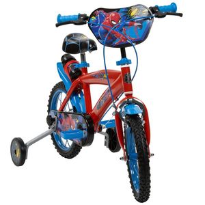 Bicicleta copii Huffy Spiderman 24944W, 14 inch, cu roti ajutatoare si sticluta de apa cu suport, varsta 4-6 ani, inaltimea 105-117 cm, scaun si ghidon reglabile pe inaltime, anvelope cu profil gros imagine