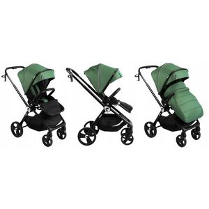 Carucior reversibil pentru copii, cu pliere compacta spatar si viziera reglabile Kidnort Isbjorn Green pana la 22 kg, roti cu suspensii, accesorii incluse, suport pentru pahar imagine