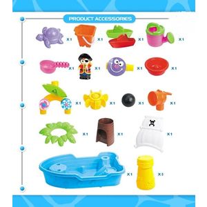 Set de joaca cu apa si nisip pentru copii, Matadi, dimensiune 28 x 60 x 38 cm, include set complet de accesorii specifice, Pirate Ship imagine