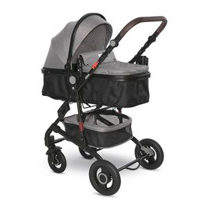 Carucior pentru copii Lorelli Alba Premium Opaline Grey 0-3 ani, landou transformabil, adaptori scoica, cadru din aluminiu, maner ajustabil, sezut reversibil, suspensii, suport pentru sticla, bara detasabila, maxim 15 kg imagine