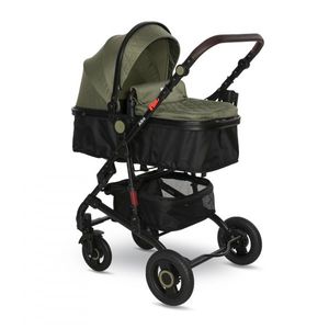 Carucior pentru copii Lorelli Alba Premium Loden Green 0-3 ani, landou transformabil, adaptori scoica, cadru din aluminiu, maner ajustabil, sezut reversibil, suspensii, suport pentru sticla, bara detasabila, maxim 15 kg imagine