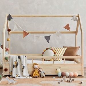 Pat pentru copii casuta Montessori, Little Amy, MonteHouse, Natur, 100 x 200 cm imagine