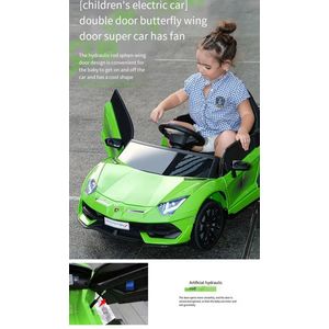 Masinuta electrica pentru copii Lamborghini Aventador cu licenta, telecomanda parinti 2.4G, motoare 2 x 38w, acumulator 12V4Ah, muzica, afisaj cu indicator nivel baterie, volum reglabil, usbmp3, povesti in limba engleza, eleron imagine
