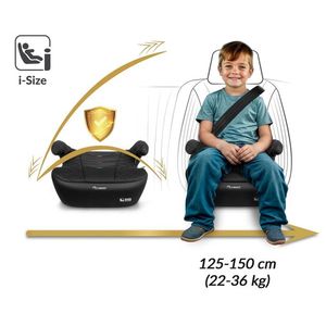 Inaltator auto copii Nukido Louis Negru 125-150 cm cu fixare isofix, conectori telescopici cu sistem vizual fixare corecta, tapiterie de calitate superioara, husa detasabila si lavabila, cotiere, dimensiune 32x37x22 cm imagine