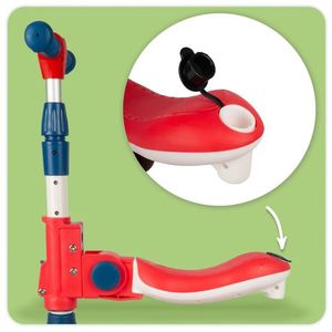 Trotineta pentru copii, Malplay, pliabila, 2 in 1, scaunel detasabil, roti din PU cu lumini Led, punte antiderapanta si frana de picior, ghidon reglabil pe inaltime, manere ergonomice, 56 x 28 x 66 cm, Red imagine