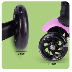 Trotineta pentru copii, Malplay, pliabila, scaunel detasabil, roti PU cu Led, punte antiderapanta si frana de picior, cu scaunel si ghidon reglabil pe inaltime, manere ergonomice, cosulet incorporat, Pink LadyBug imagine
