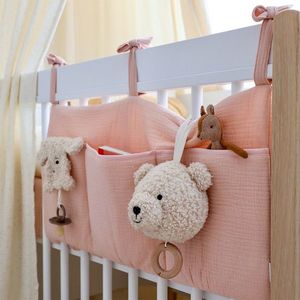 Organizator suspendat din muselina pentru pat, 60 x 30 cm, Little Amy, Somon imagine