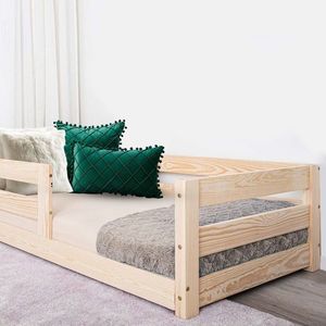Pat pentru copii, Little Amy, SleepWell, Natur, cu balustrada, 100 x 200 cm imagine