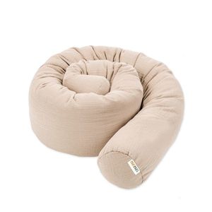 Protectie de pat tubulara, MiniMini, Muselina, Bej, 300 cm imagine