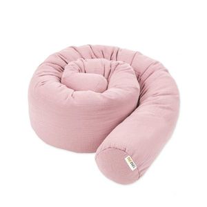 Protectie de pat tubulara, MiniMini, Muselina, Roz, 180 cm imagine