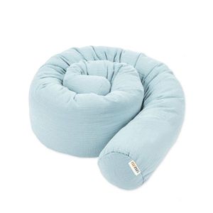 Protectie de pat tubulara, MiniMini, Muselina, Albastru deschis, 180 cm imagine