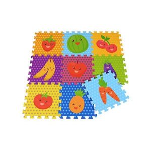 Covoras puzzle colorat Knorr Toys Fructe 9 piese, 30x30x1 cm, din spuma moale Eva, izolator si antiderapant, 10 luni+ imagine