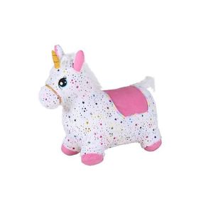 Unicorn gonflabil din plus pentru sarit Knorr Toys Pink include pompa de aer, husa moale detasabila din material textil, 63x26x52 cm, pana la 50 kg, 12 luni imagine