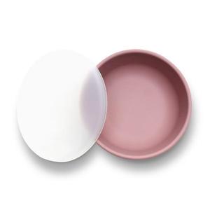 Bol de hranire cu capac din silicon natural si ventuza 6 luni+ Pink imagine