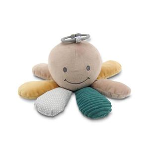 Jucarie din plus cu zornaitoare si zona fosnaitoare Octopus Natural Blue Beige 0 luni+ imagine