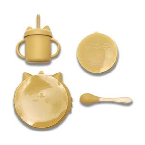 Set de hranire din silicon natural 4 piese 6 luni+ Yellow imagine