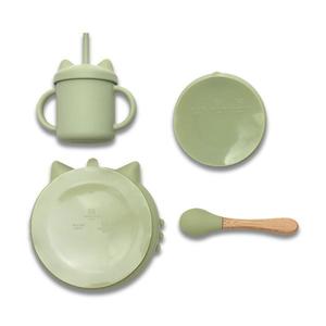 Set de hranire din silicon natural 4 piese 6 luni+ Fresh Green imagine