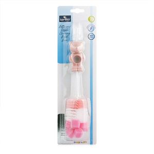 Perie de curatat biberoane, tetine si cani Bear Blush Pink imagine
