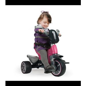 Tricicleta evolutiva pentru copii Injusa Body Pink cu maner parental, cadru din aluminiu, suport picioare, bara detasabila, roti Eva, cosulet, geanta, varsta 10 luni+ imagine
