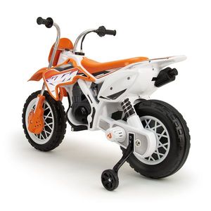 Motocross electric pentru copii Injusa licenta KTM Portocaliu Alb 12V, roti stabilizatoare, baterie si incarcator incluse, 3 ani+ imagine