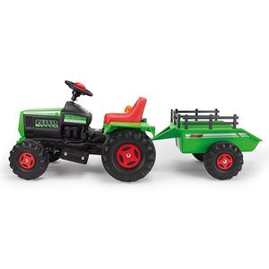 Tractor electric cu remorca Injusa, 6V, cu sunete si lumini, baterie si incarcator incluse, 1 an+, Verde imagine