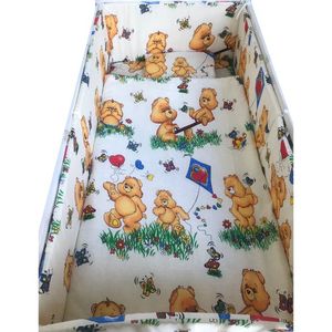 Lenjerie de pat 3 piese cu cearceaf plapumioara si pernuta slim 140x70 cm Croitoria Noastra Ursuleti pe galben imagine