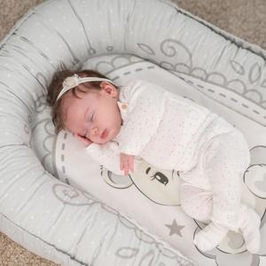 Baby Nest din bumbac ranforce 92 x 58 cm Little Bear Grey imagine